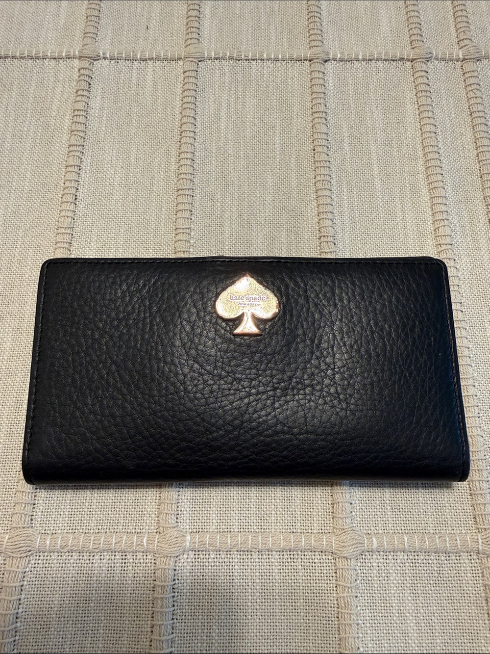 kate spade Black Pebbled Leather Bi-fold Wallet